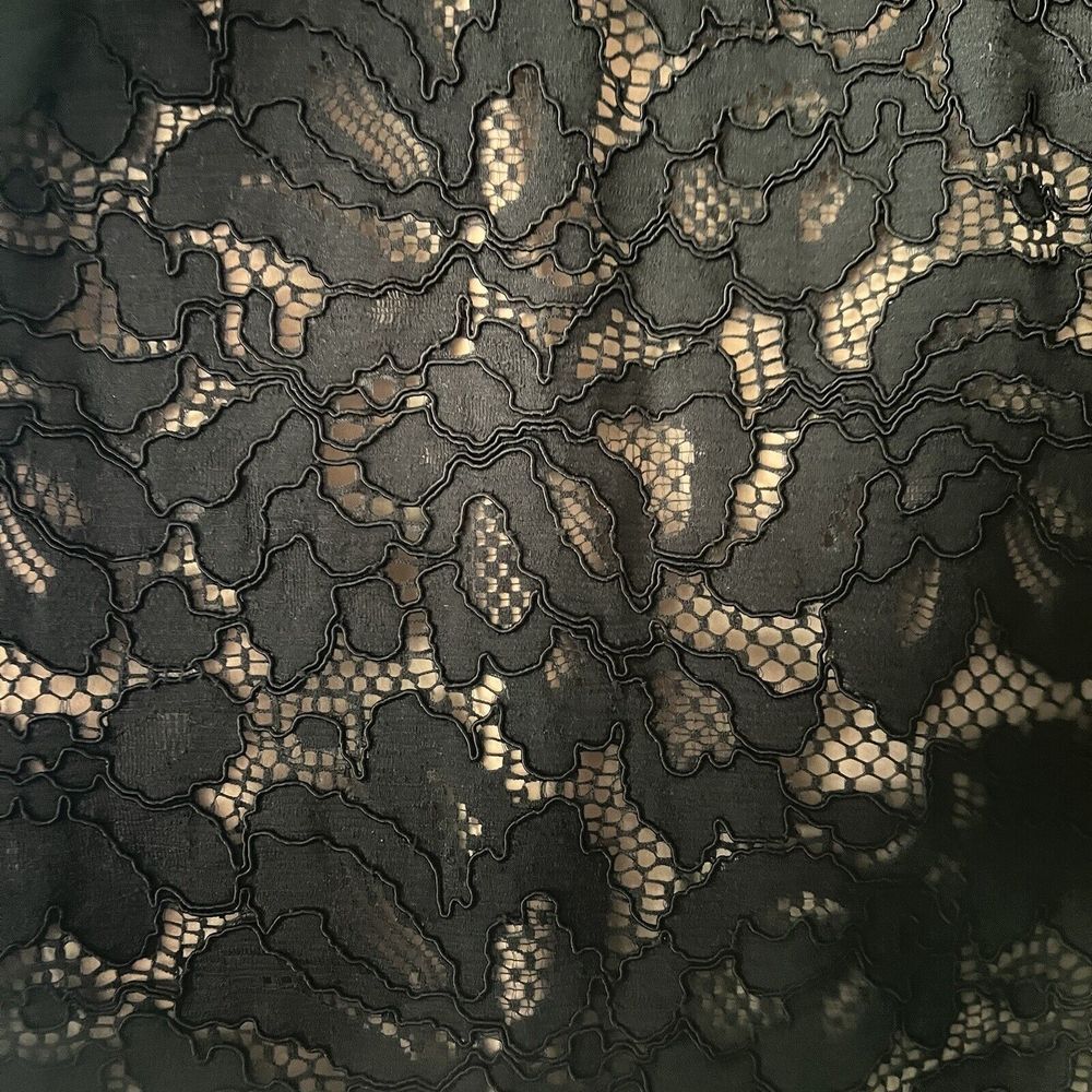 Alexis Sz XS Black Nude Lace‎ Mini Dress Bell Sleeve Floral Sheer Overlay Party - Picture 10 of 10